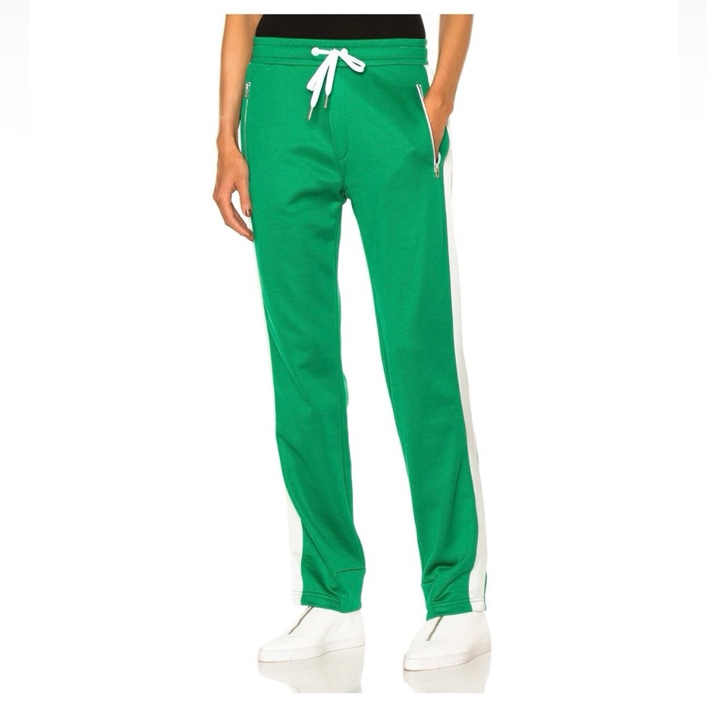Rag & Bone Mika Pant in Kelly Green Track Style Silk White Side Stripe